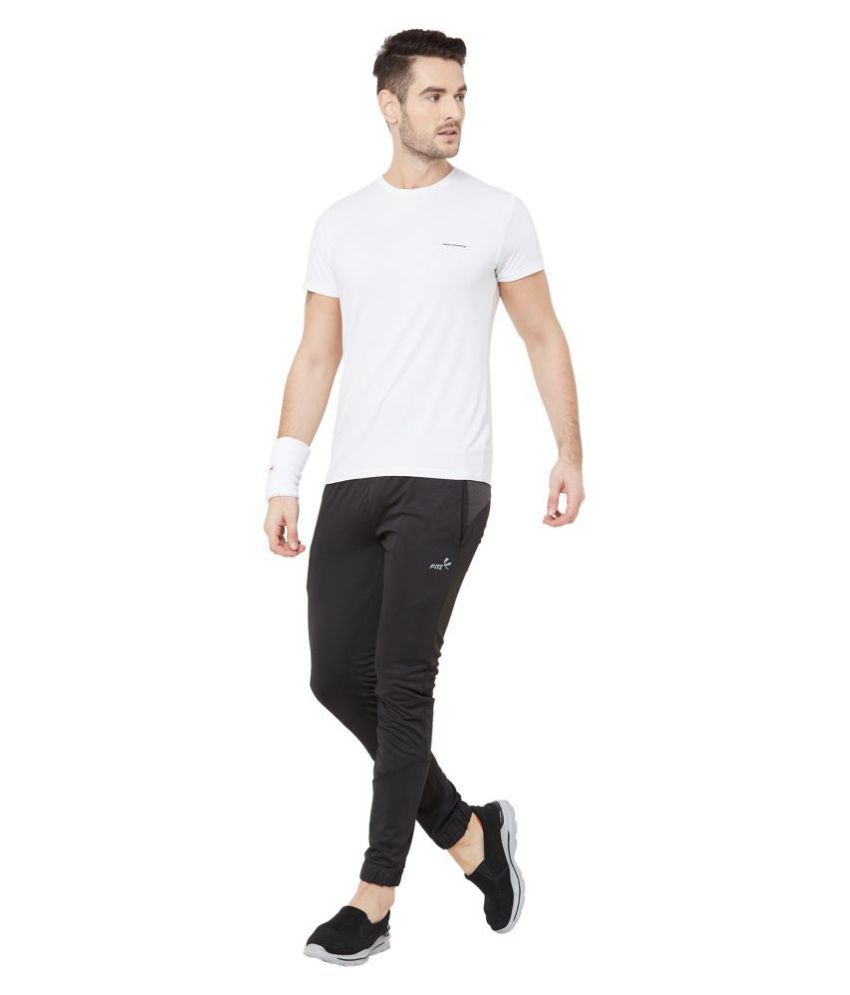 black polyester joggers