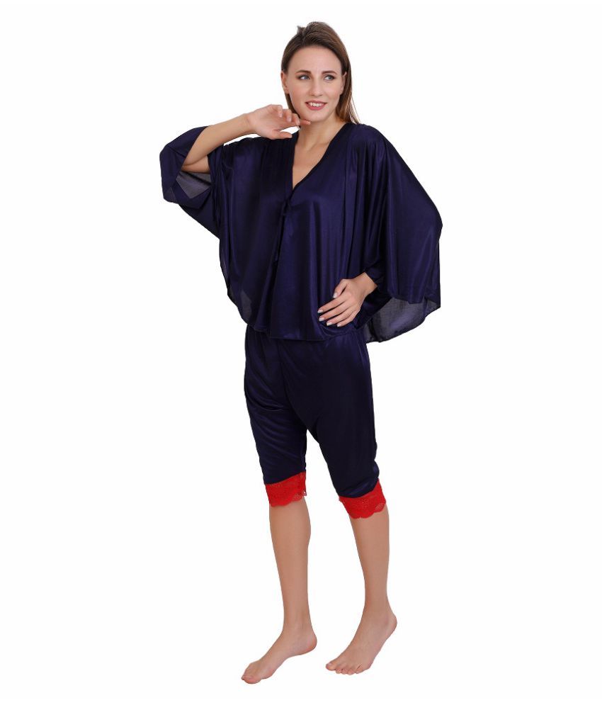 Buy DILJEET Satin Night Capris - Navy Online at Best Prices in India - Snapdeal