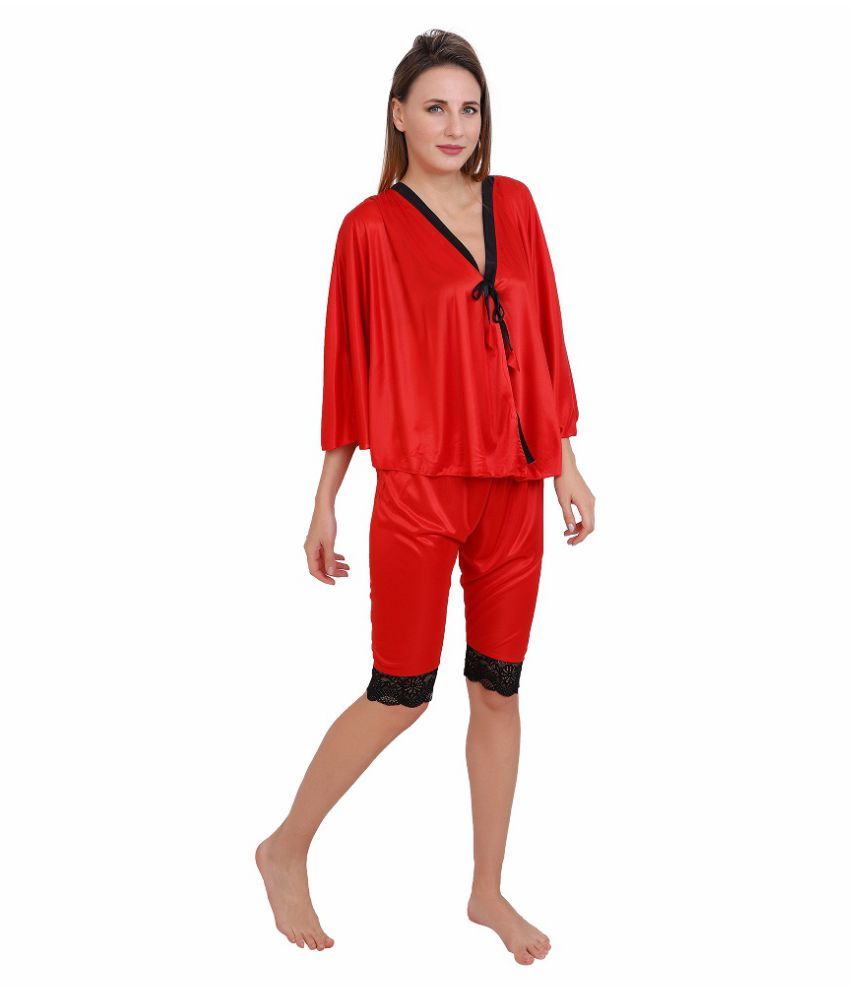 Buy DILJEET Satin Night Capris - Red Online at Best Prices in India - Snapdeal