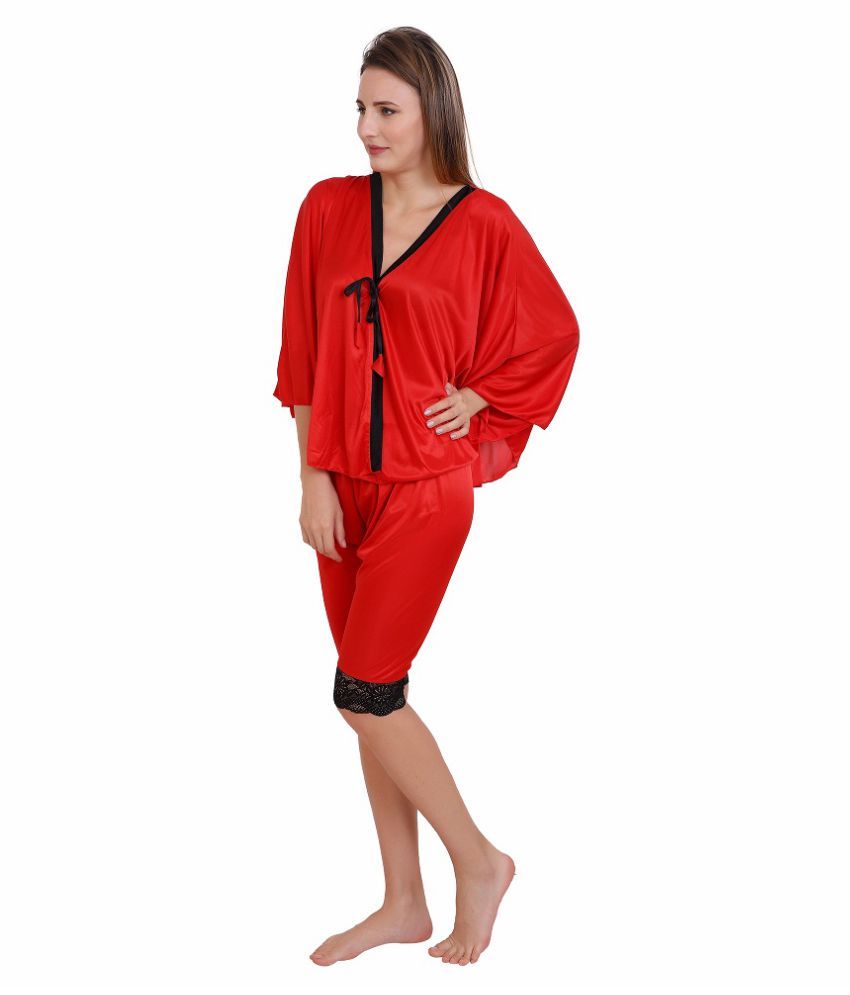 Buy DILJEET Satin Night Capris - Red Online at Best Prices in India - Snapdeal