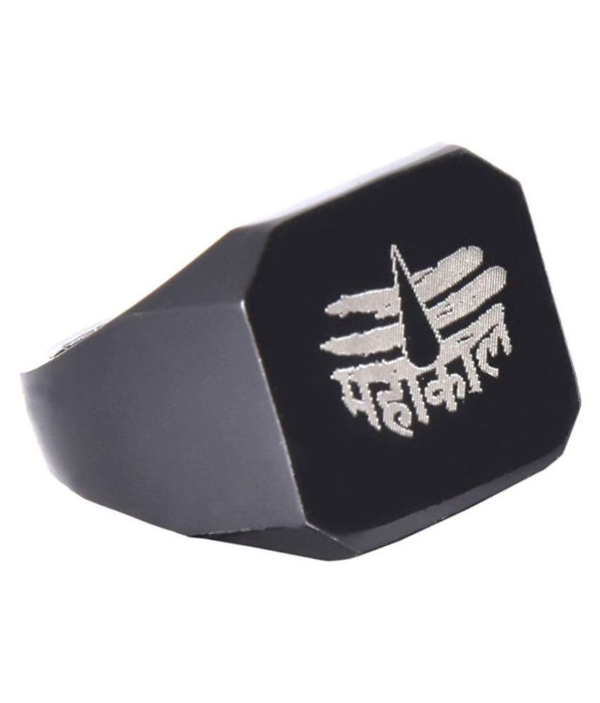     			Lord Mahakal Black Stainless Steel Ring | Fancy Ring for Men Boys