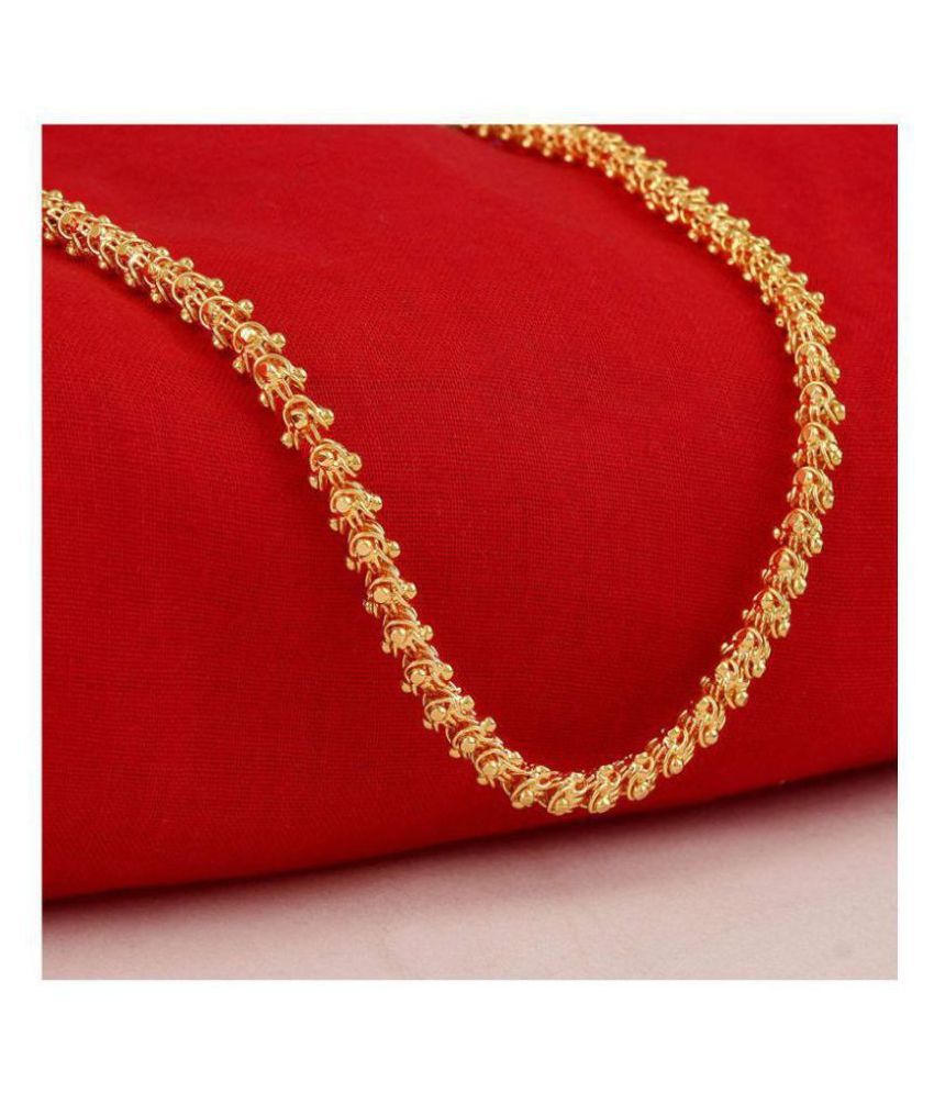 Jewar Mandi Neck Chain 60 CM Flower Design Gold Plated Real Look Daily Use Gold Brass & Copper 24 Inch Fool Chain Jewelry for Women & Girls, Men & Boys 8311