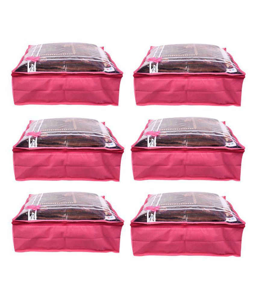     			Bulbul Pink Saree Covers - 6 Pcs