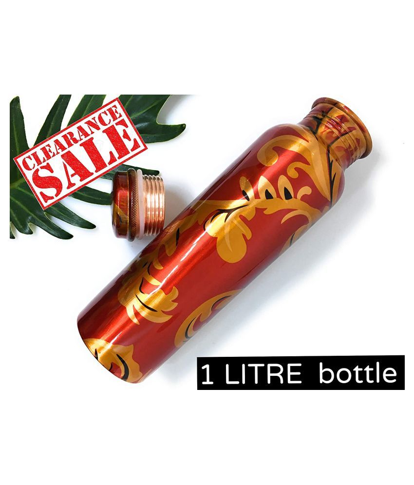 Copper Bottle . Multicolour 1000 mL Copper Water Bottle set of 1 Buy