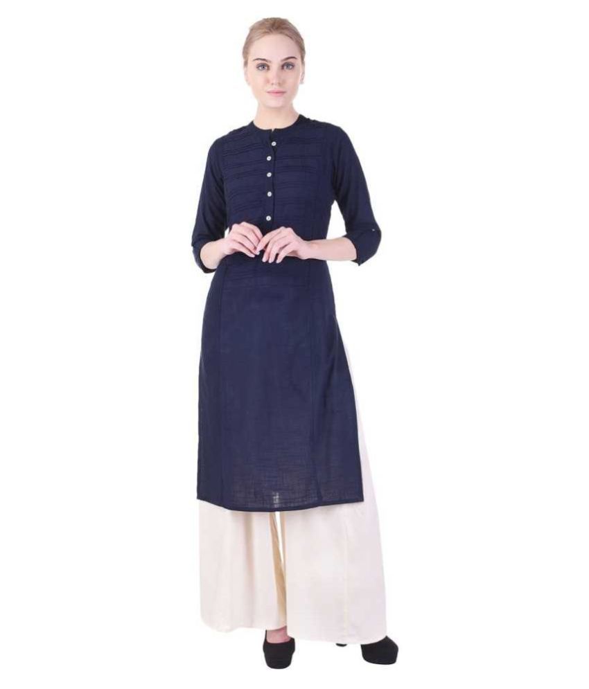     			SVARCHI Blue Cotton Blend Straight Kurti