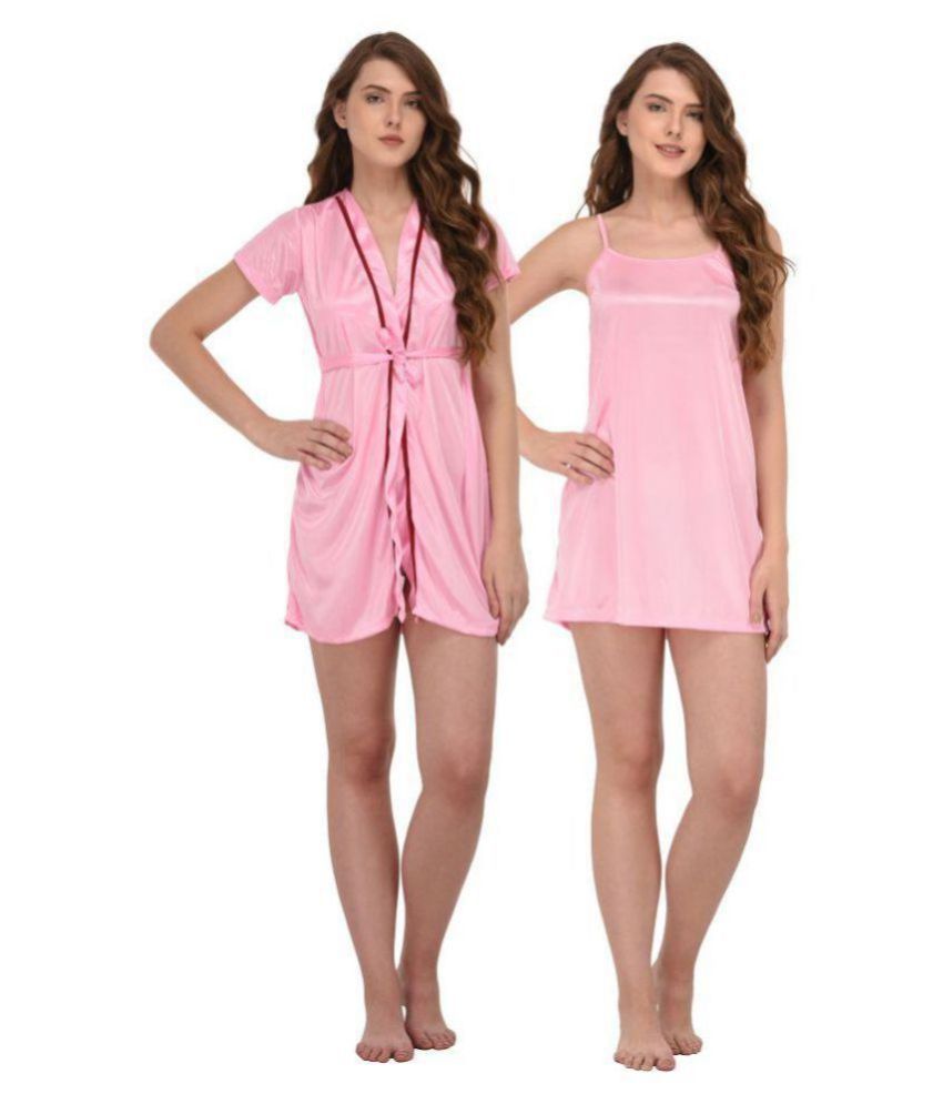     			You Forever Satin Nighty & Night Gowns - Pink