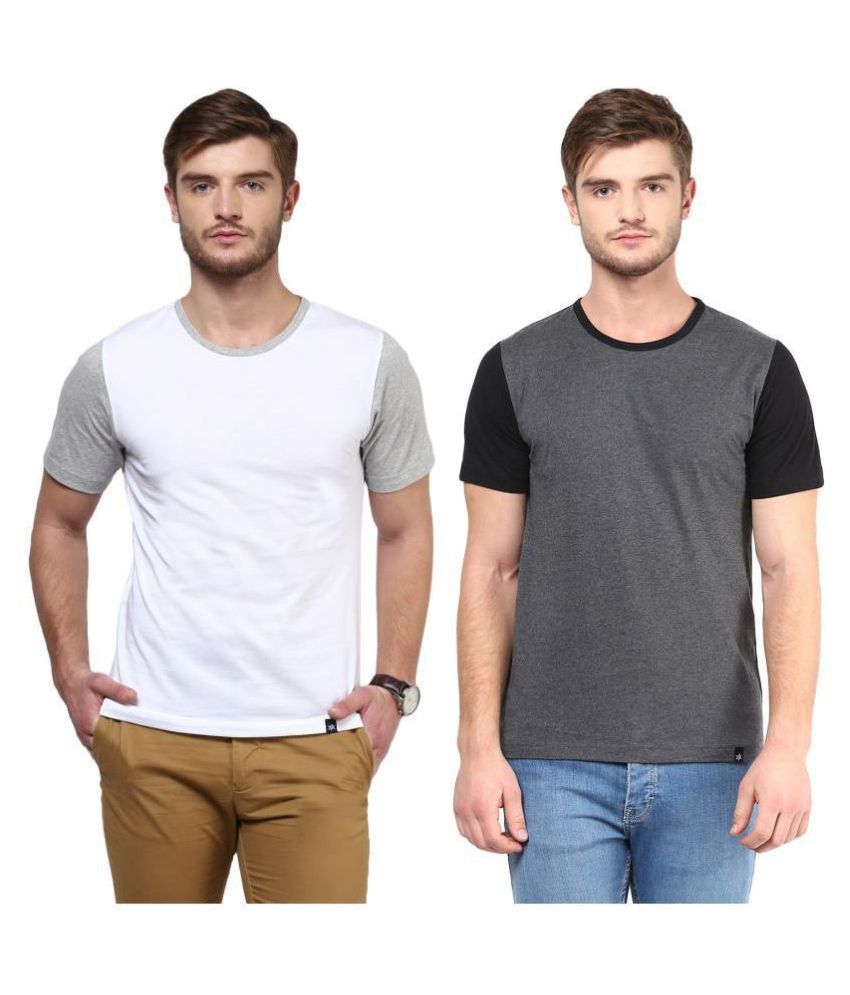     			BUKKL 100 Percent Cotton Multi Solids T-Shirt