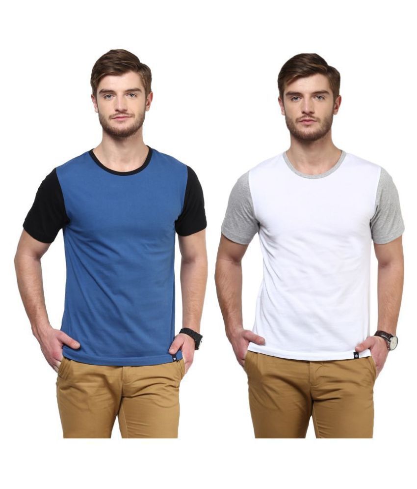     			BUKKL 100 Percent Cotton Multi Solids T-Shirt