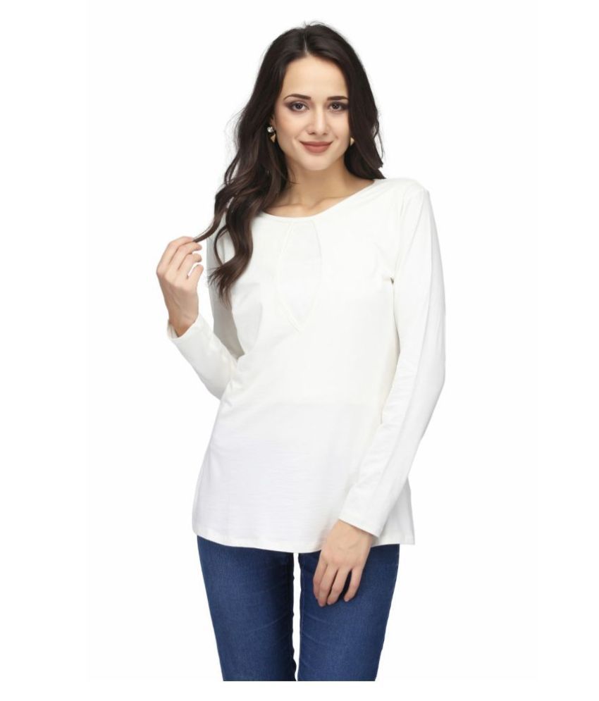 Karmic Vision Cotton Lycra Regular Tops - White