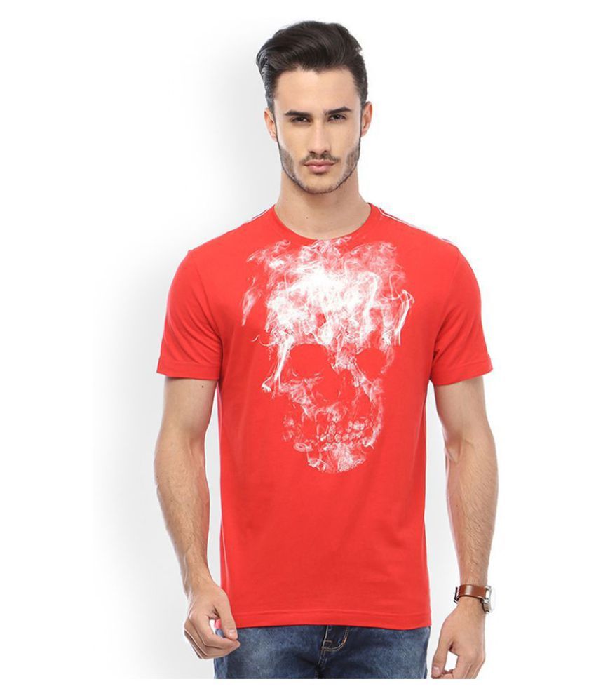     			Huetrap Cotton Red Printed T-Shirt