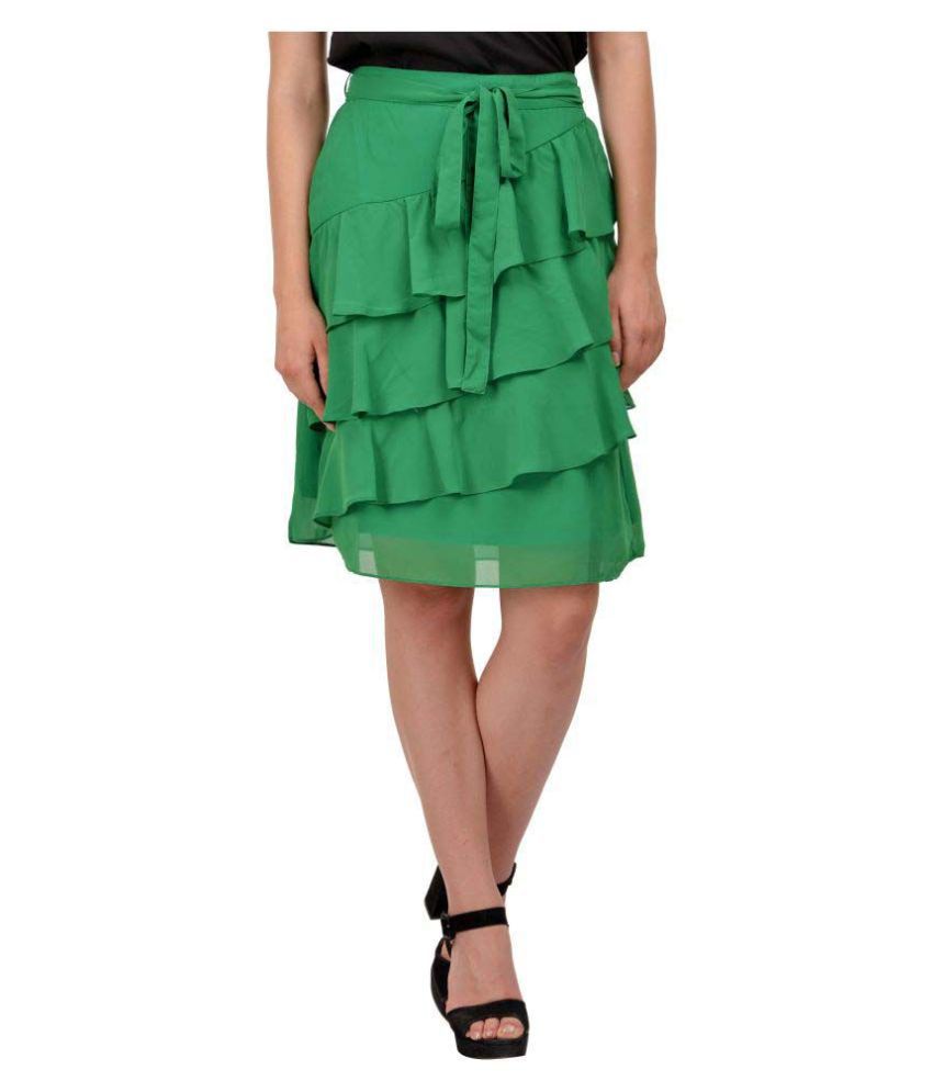 Karmic Vision Georgette Ruffled skirt - Green