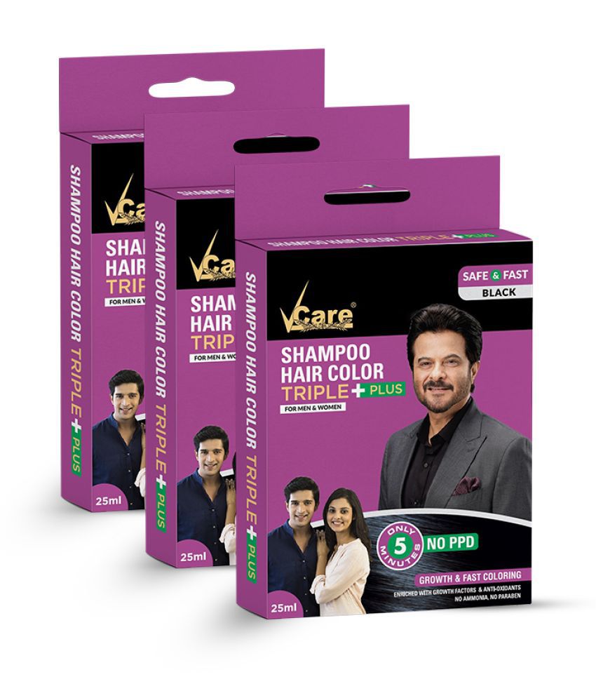 Vcare Shampoo Temporary Hair Color Black 25 Ml Pack Of 3 Buy Vcare Shampoo Temporary Hair Color 