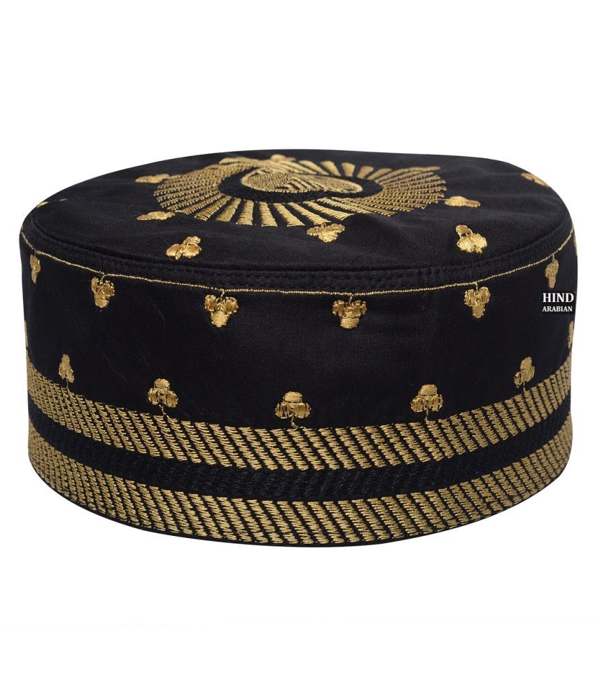 Hind Arabian 073 Islami Topi Cap 21 Inch Black Black Embroidered Cotton Caps Buy Online Rs Snapdeal