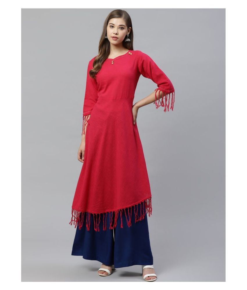     			Yash Gallery - Pink Cotton Women's Asymmetrical Kurti