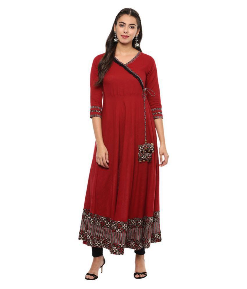     			Yash Gallery - Red Cotton Women's Straight Kurti ( Pack of 1 )