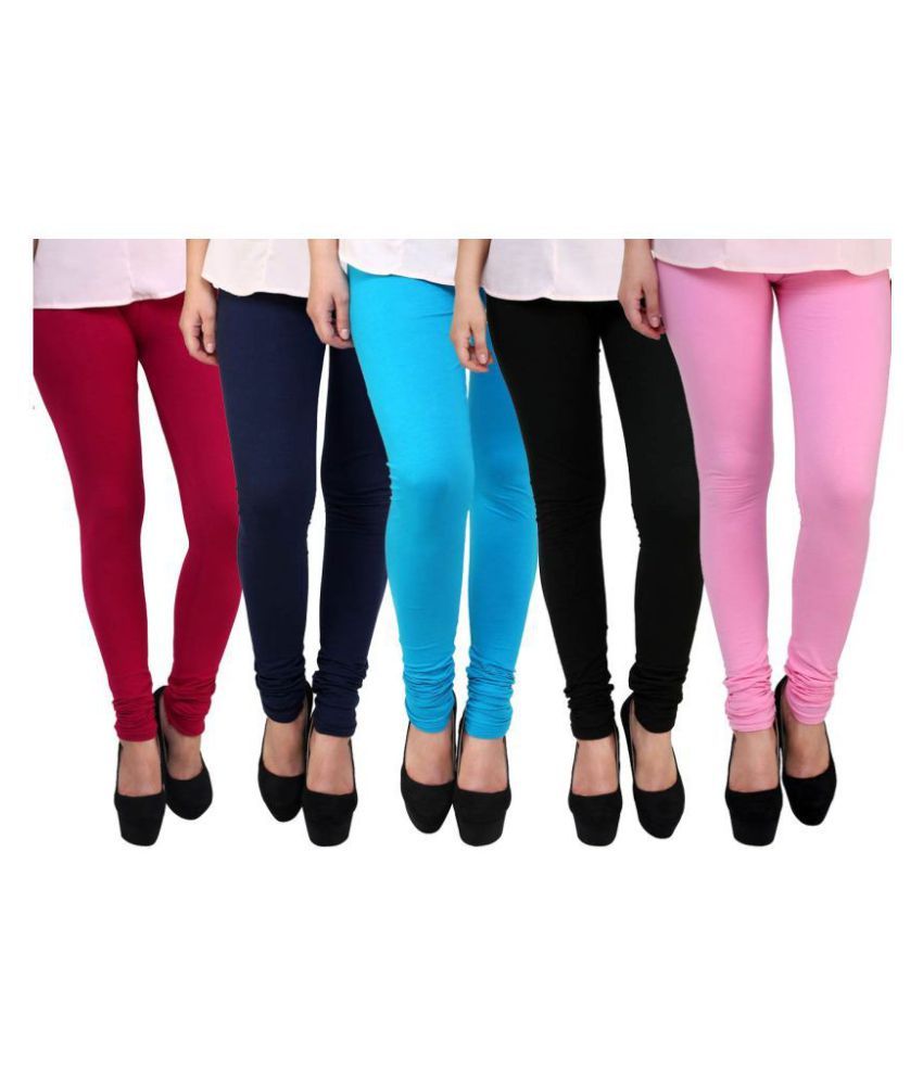     			Famaya Pack of 5 Girls 100% Cotton Leggings ( Multi )