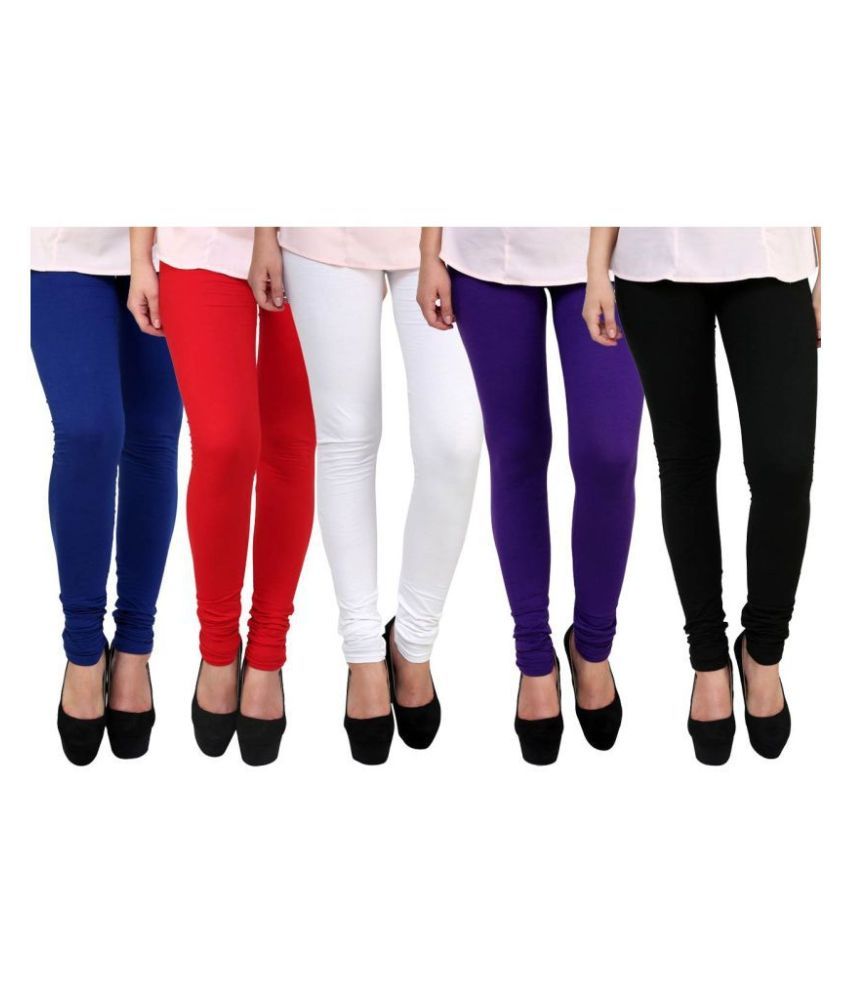     			Famaya Pack of 5 Girls 100% Cotton Leggings ( Multi )