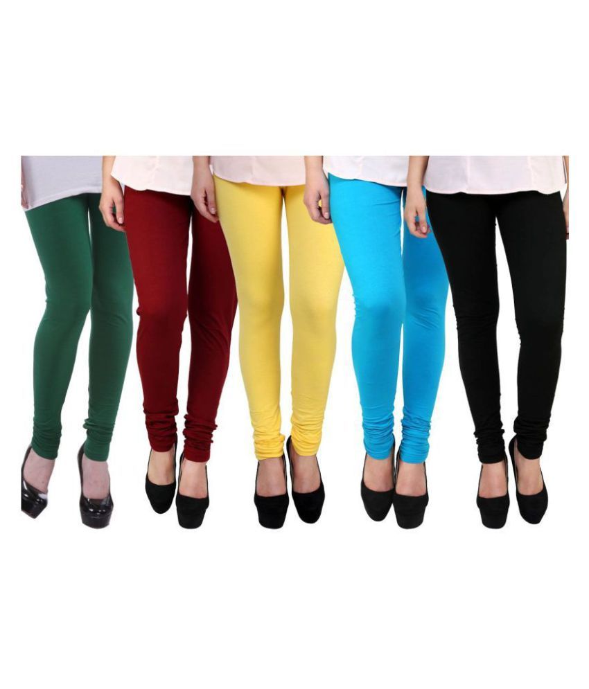     			Famaya Pack of 5 Girls Cotton Leggings ( Multicolor )