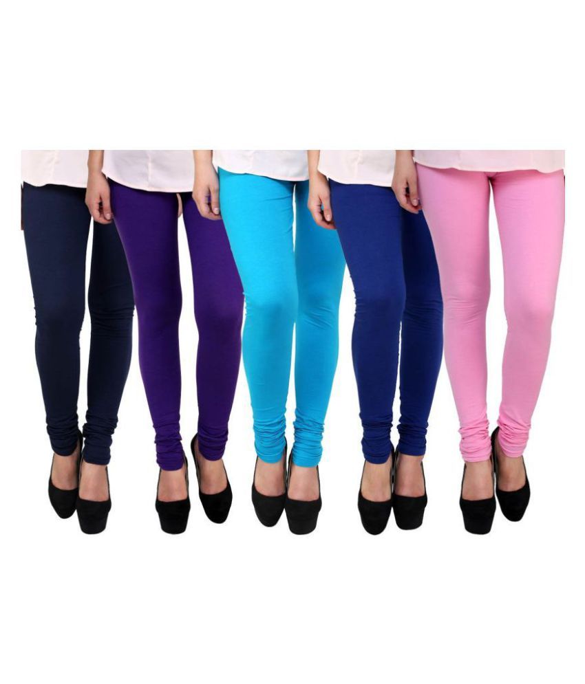     			Famaya Pack of 5 Girls 100% Cotton Leggings ( Multi )