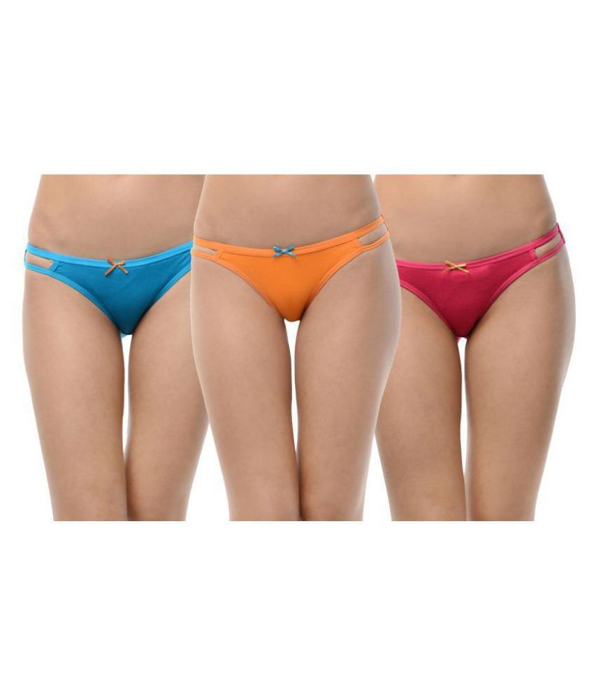     			Leading Lady Pack of 3 Cotton Women's Bikini Panties ( Multi Color )