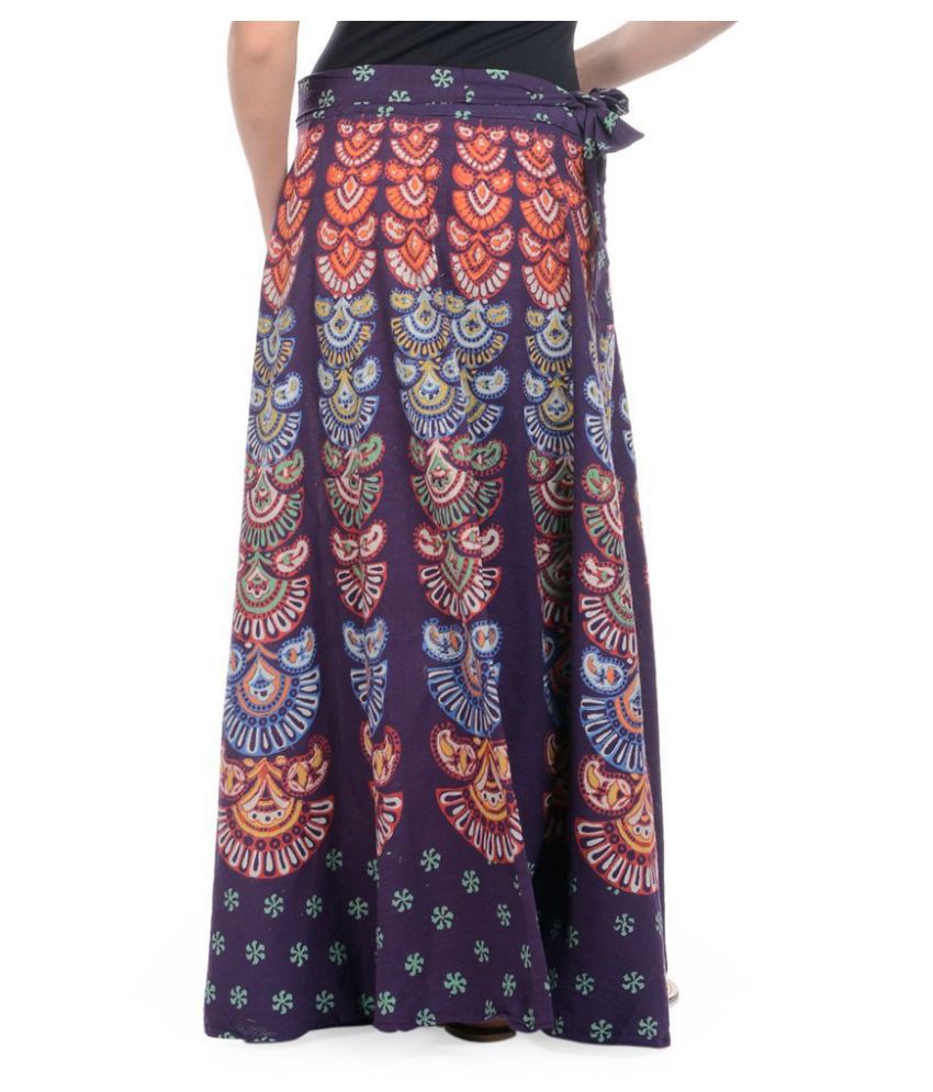 Buy Rajasthani Sarees Cotton Straight Skirt - Purple Online at Best ...