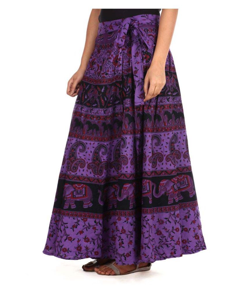 Buy Rajasthani Sarees Cotton Wrap Skirt - Purple Online at Best Prices ...