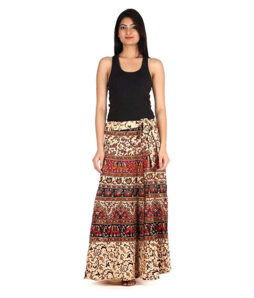 Buy Rajasthani Sarees Cotton Wrap Skirt - Multi Color Online at Best ...
