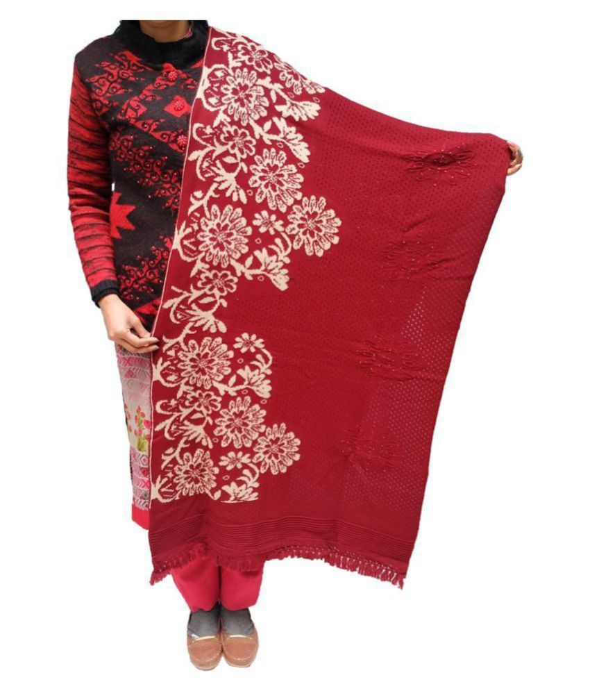 KASHMIRI Maroon Floral Woolen Stoles: Buy Online at Low Price in India - Snapdeal