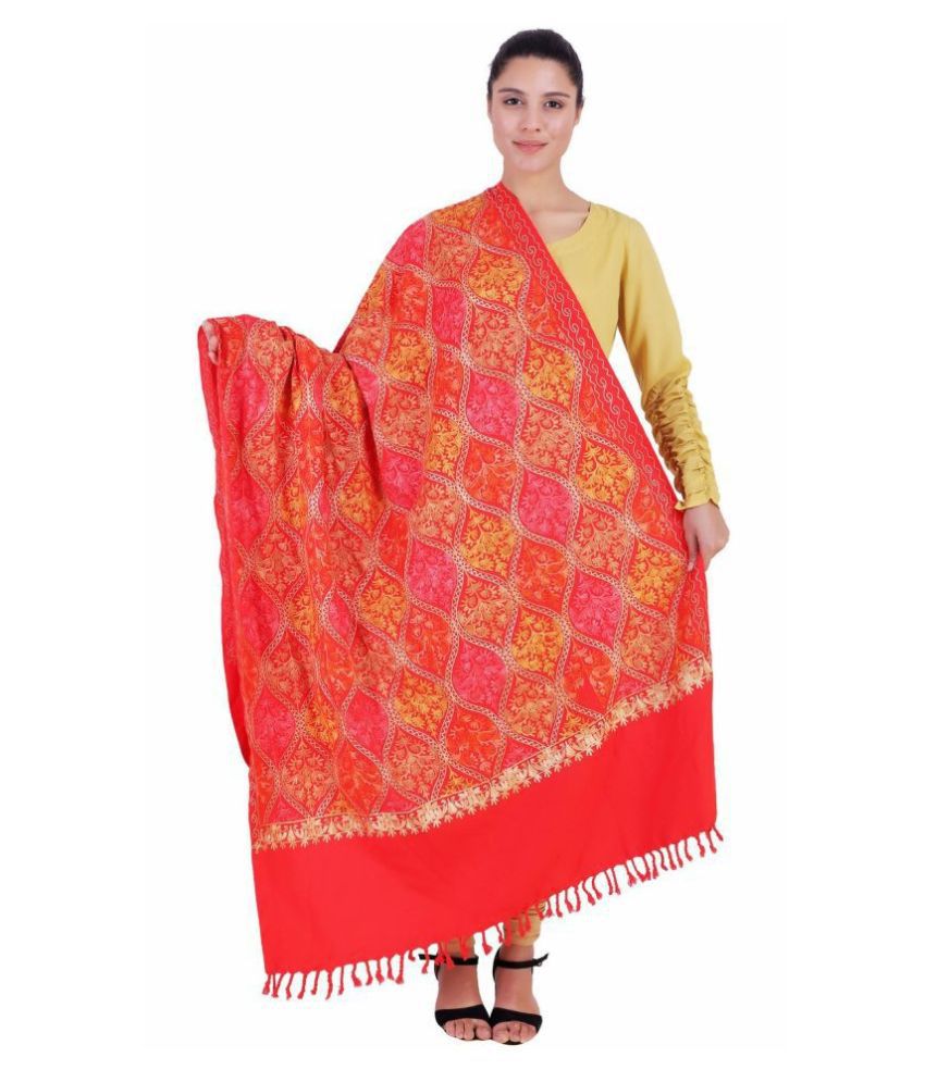 Kashmiri Shawl Red Ari Embroidery Shawl