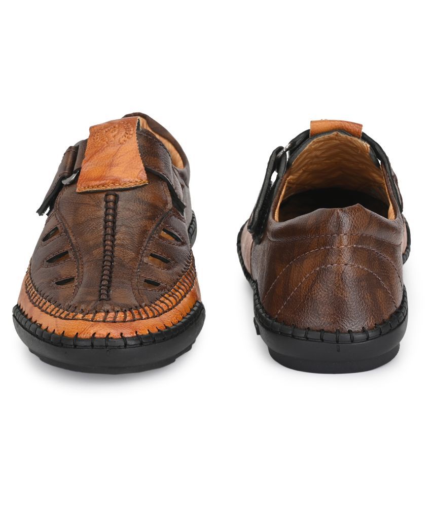 Triple-Strapped Brown Sandals for Men from Jodhpur