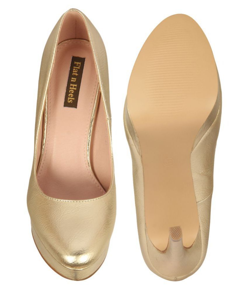 Flat N Heels Gold Stiletto Heels Price in India- Buy Flat N Heels Gold Stiletto Heels Online at 