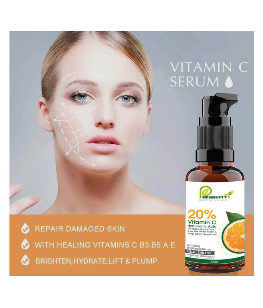 Puraberry Vitamin C Face Serum -Anti Aging & Skin Whitening- Anti ...