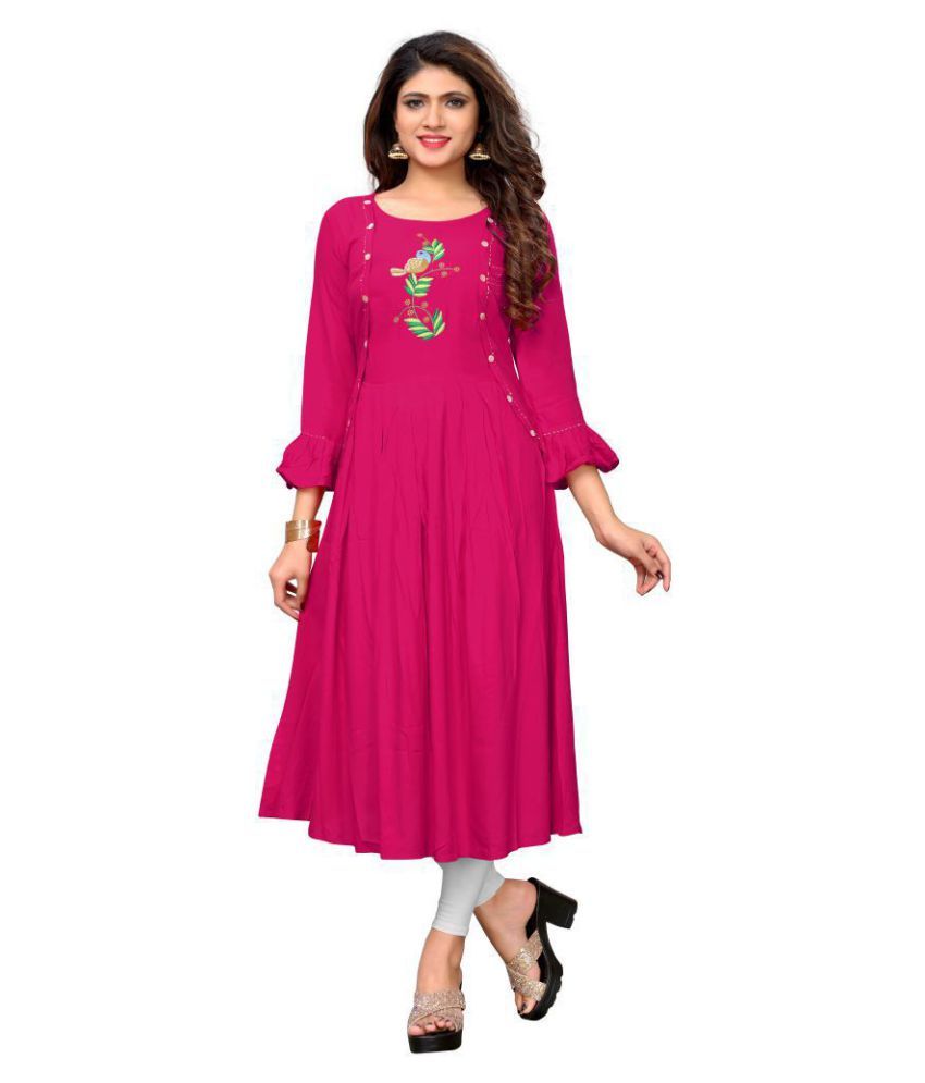     			Vbuyz - Pink Rayon Women's A-line Kurti ( Pack of 1 )