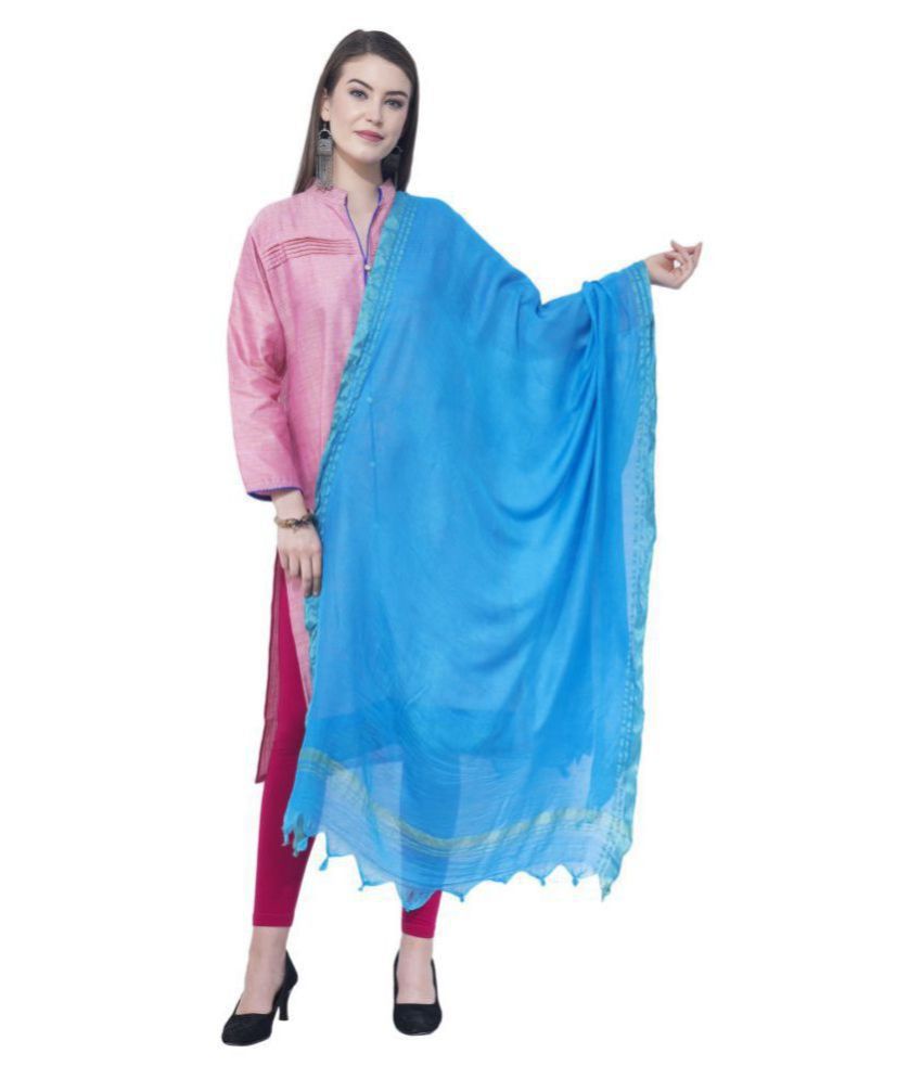     			A R Silk Blue Cotton Dupatta