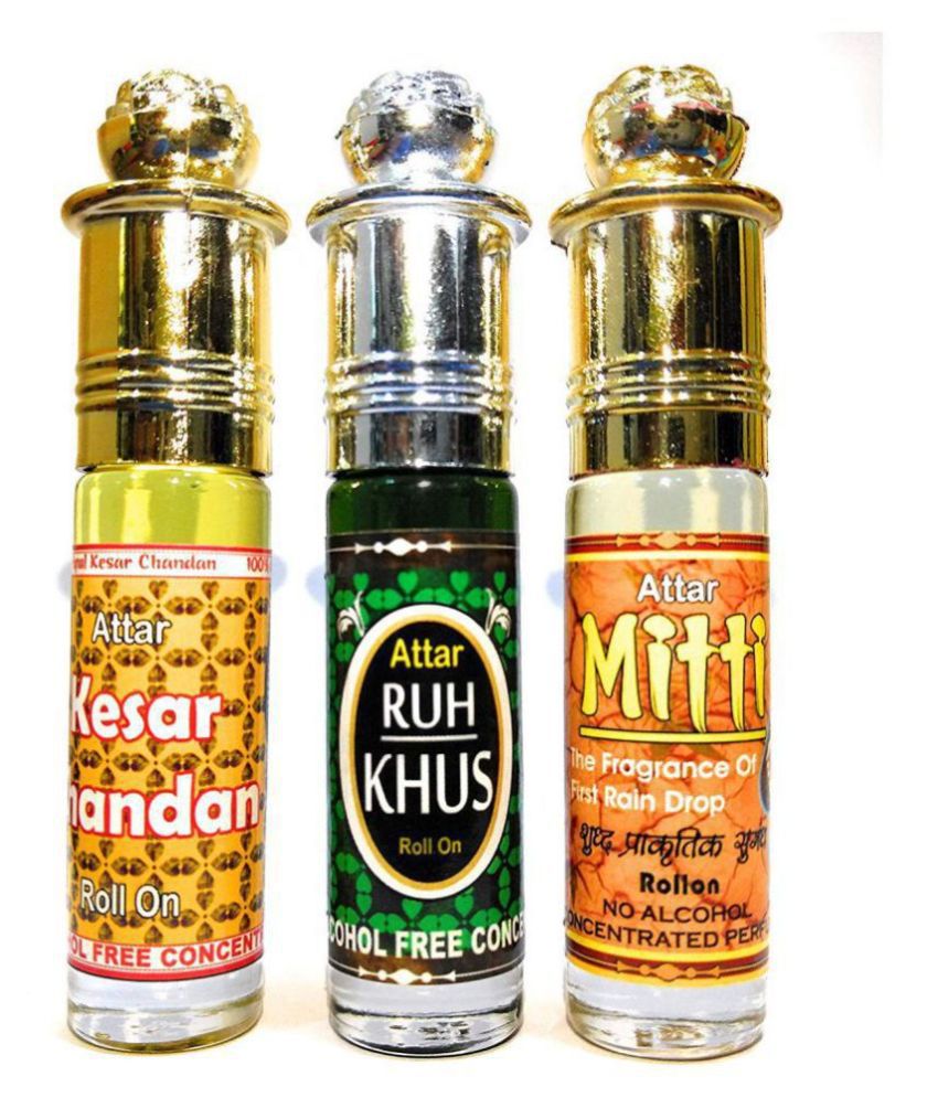     			Indra Sugandh Attar Kesar Chandan~Attar Ruh Khus~Attar Shahi Mitti~Original and Pure Indian Attar 24 Hours Long Lasting Fragrance