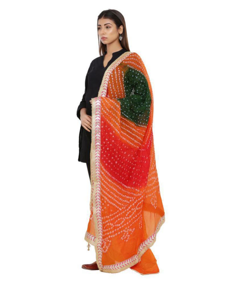 Rajasthani Sarees Multicoloured Silk Bandhej Dupatta Price in India