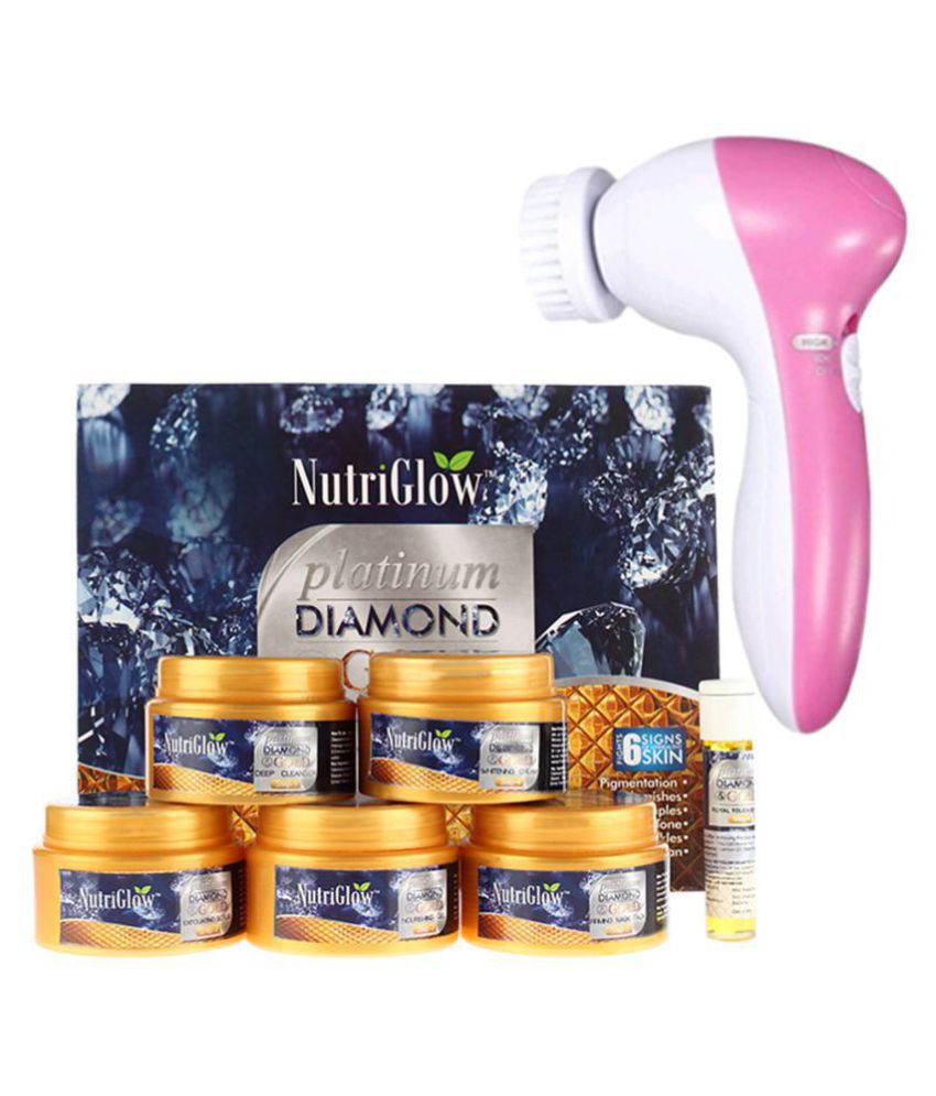     			Nutriglow Platinum Diamond & Gold Natural Glow Facial Kit For All Skin Type 260gm with Face Massger (Pack of 2)