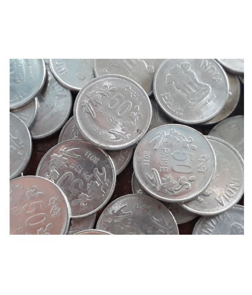     			MANMAI COINS - 50 P Steel - Mixed Years - CIRCULATED Condition - India 2011 & 2013 1400 Numismatic Coins