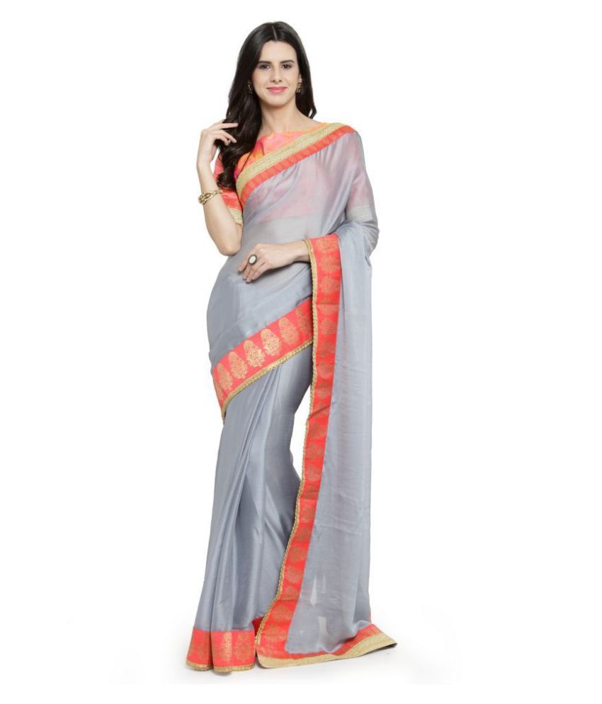     			Shaily Retails Grey Chiffon Saree