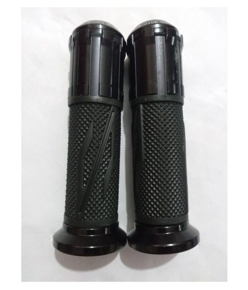 Biking Hub Bike Rubber and Aluminium Handle Grip (Set of 2) Black for