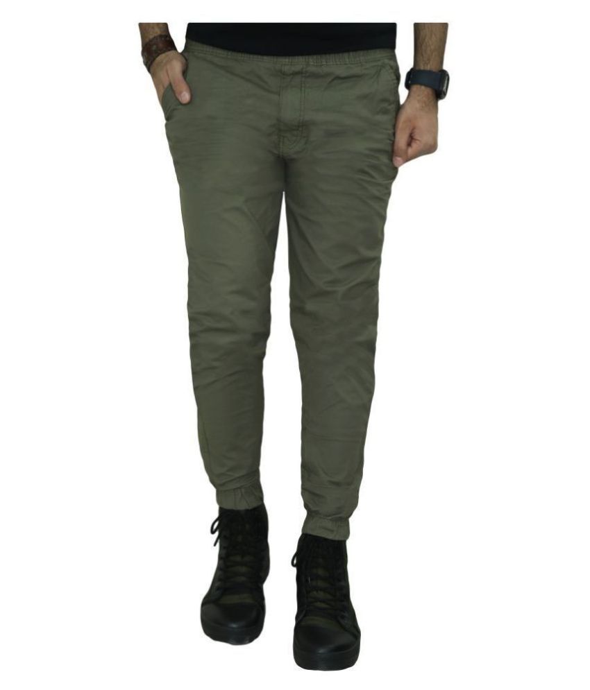     			Urban Legends Dark Green Regular -Fit Flat Joggers