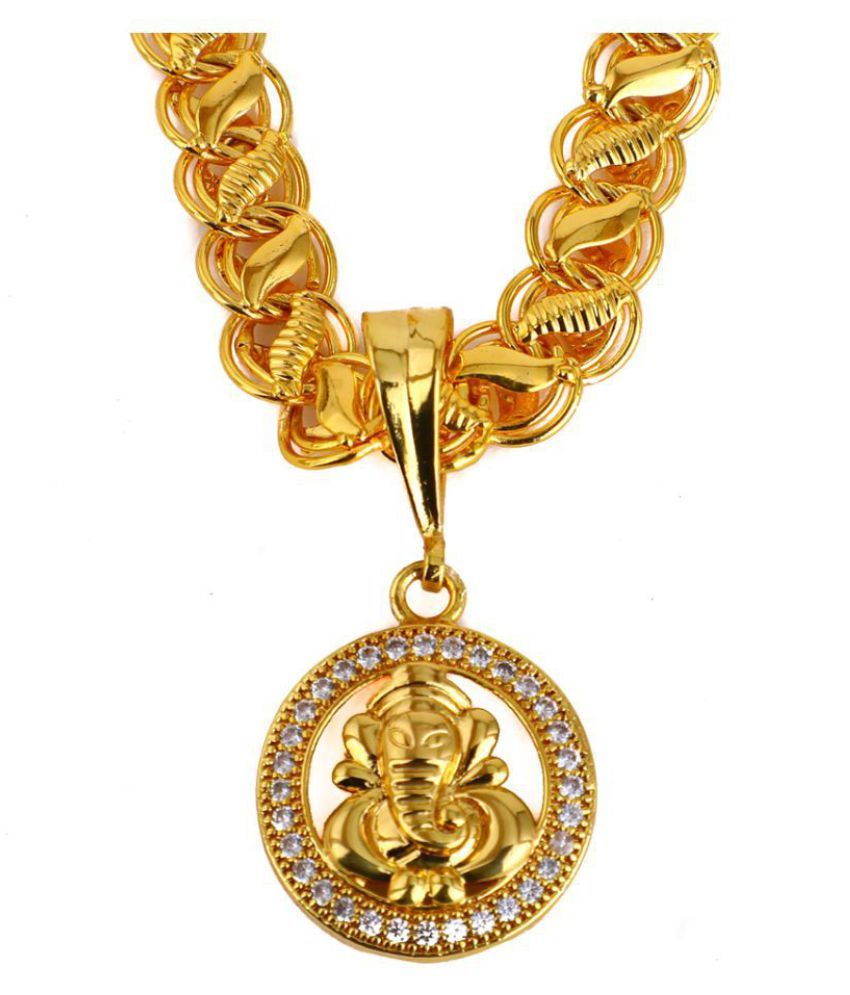 DIPALI GANPATI God Pendants for Men Gold Plated Chain PENDANT for Men