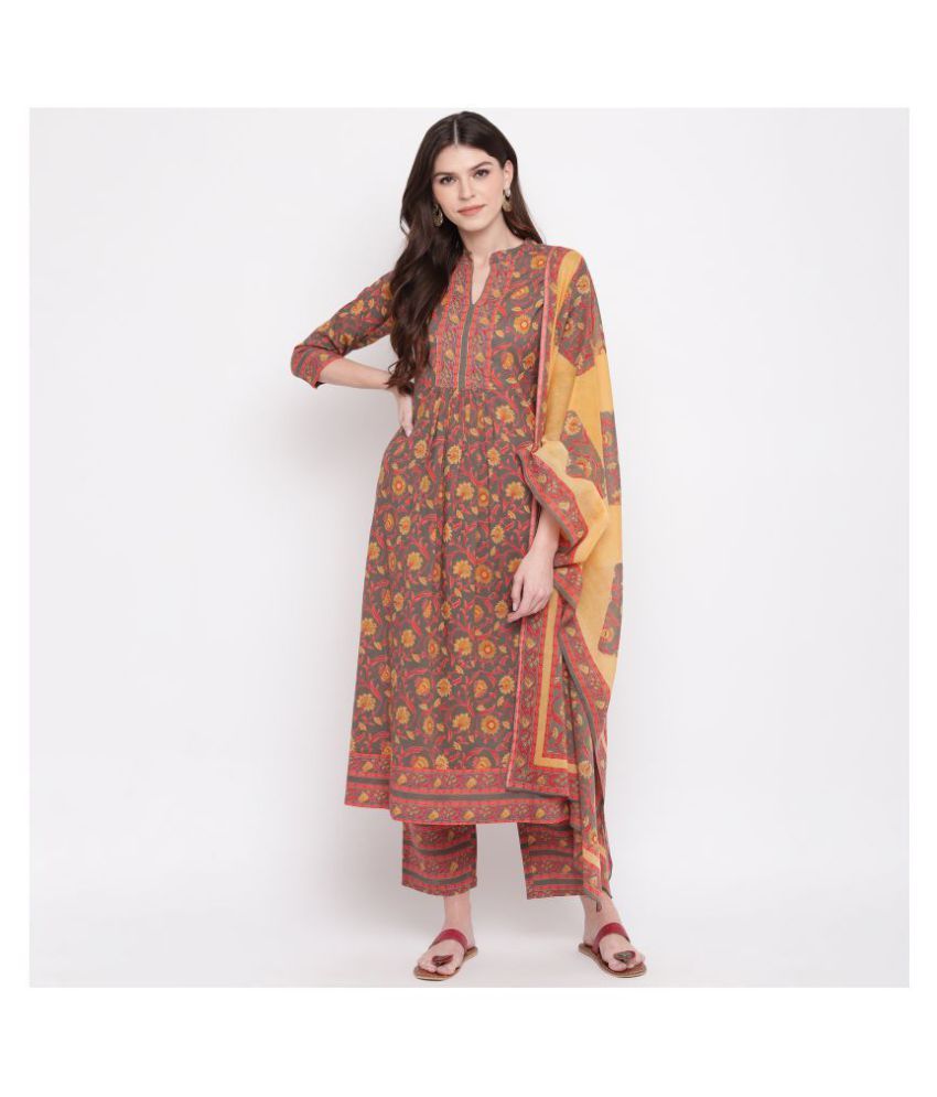     			Vbuyz Cotton Kurti With Palazzo - Stitched Suit