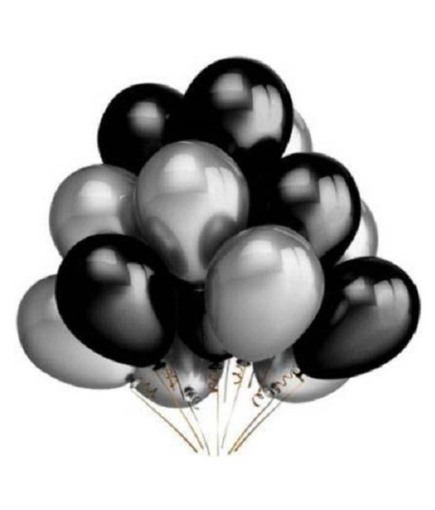     			GNGS Solid BIrthday / Anniversary Party Decoration Balloons (Black, Silver) Pack of 50