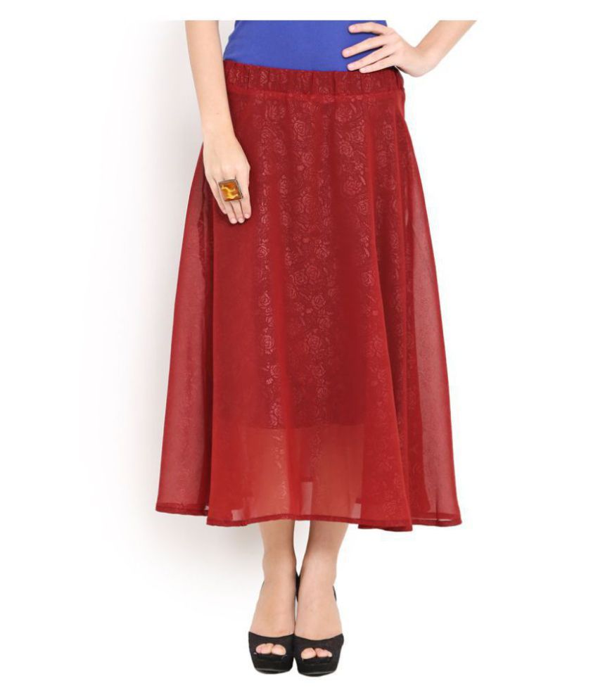 Buy Trend Arrest Polyester A-Line Skirt - Maroon Online at Best Prices ...