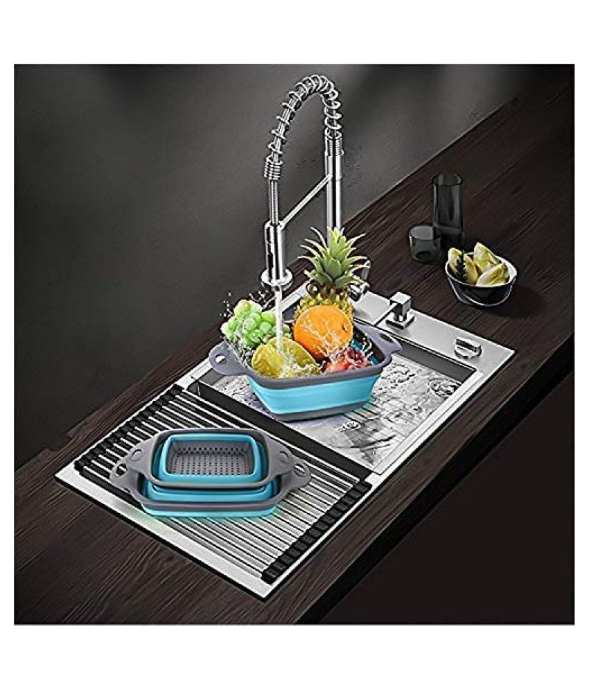 Wionder Kitchen Set of 2 pcs Foldable Silicone Colander Fruit Vegetable