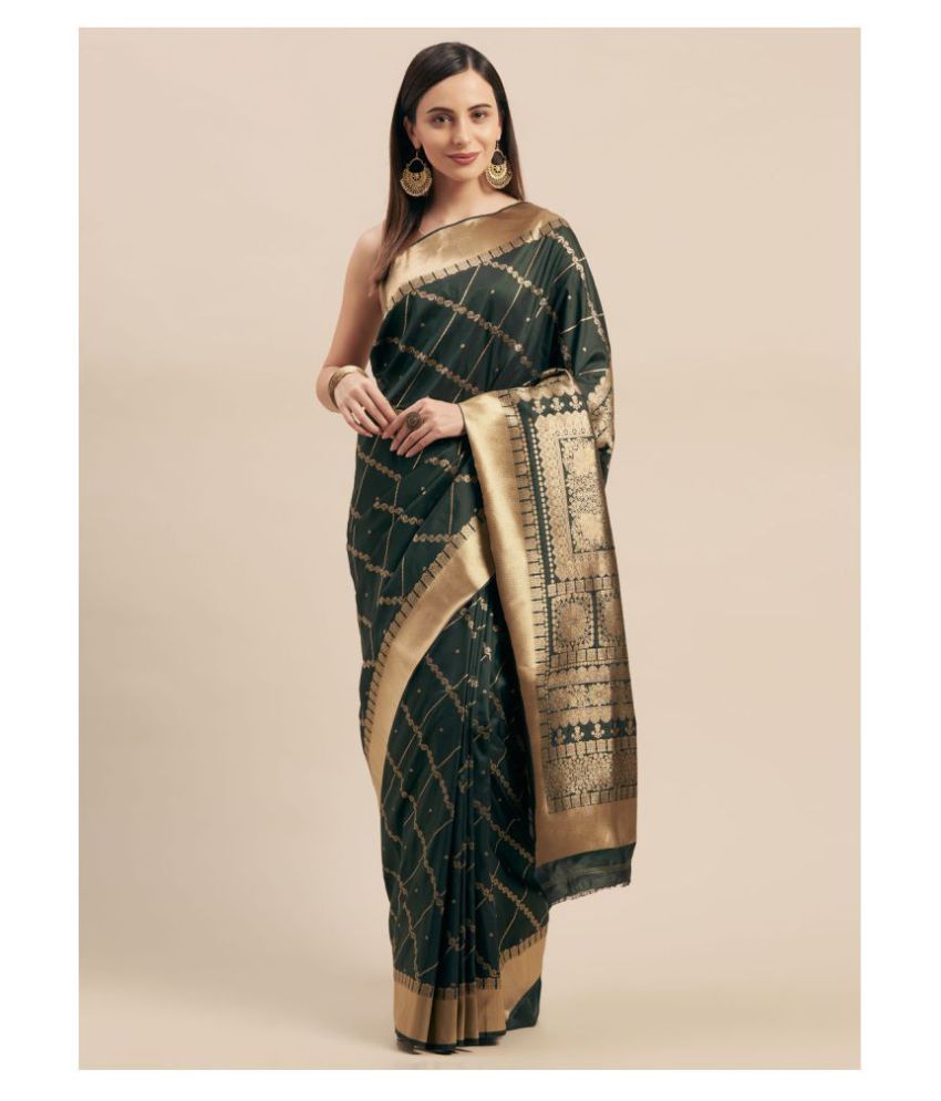     			Aarrah Green Silk Blends Saree