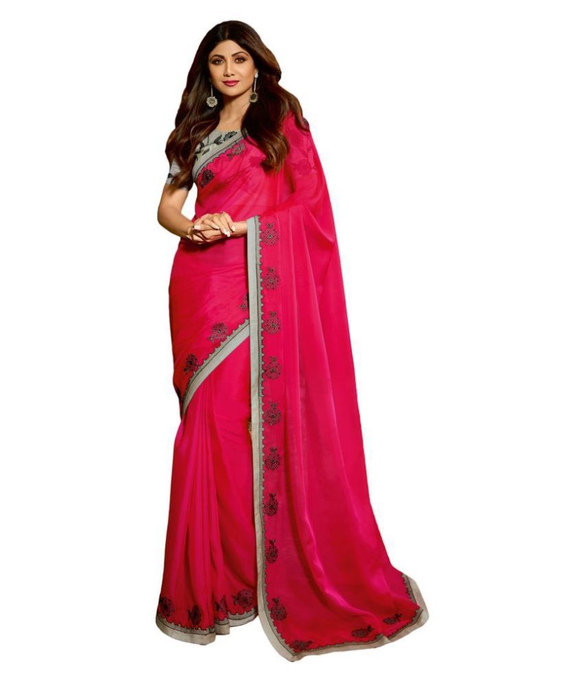     			Aarrah Pink Silk Blends Saree