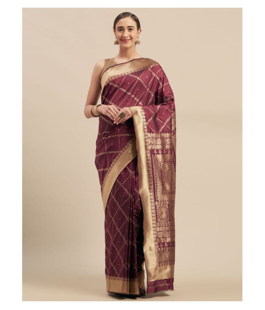     			Aarrah Purple Silk Blends Saree