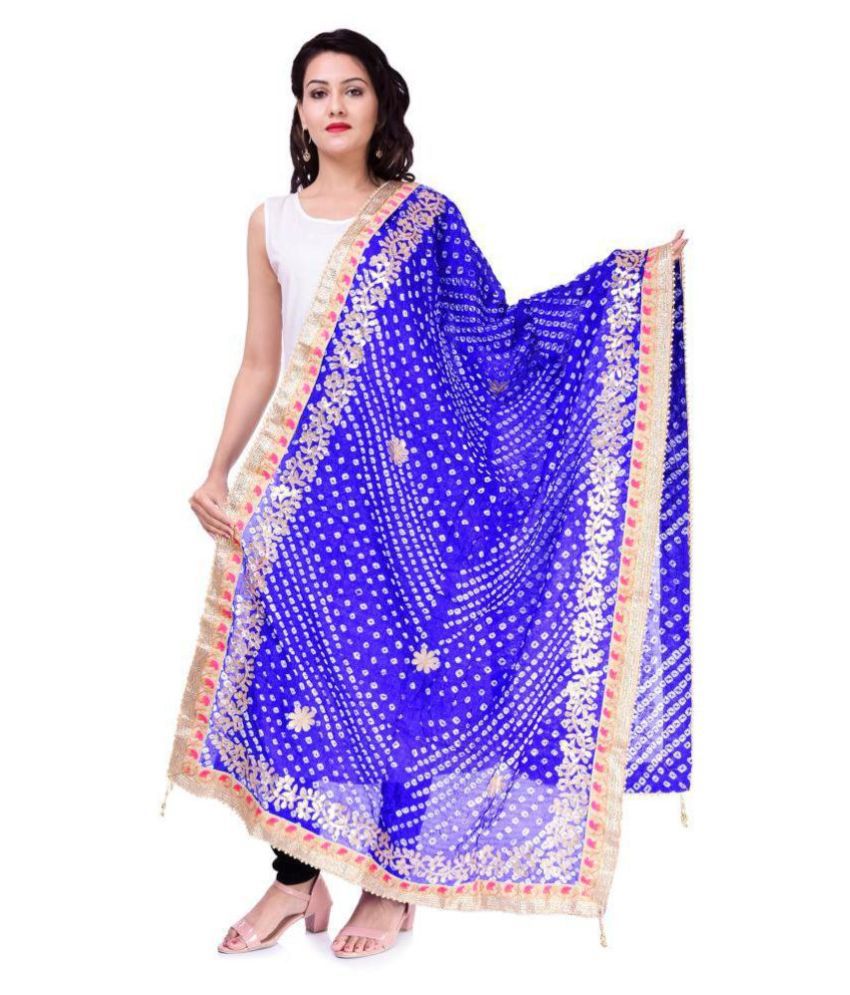     			Raj Blue Art Silk Tie & Dye Dupatta